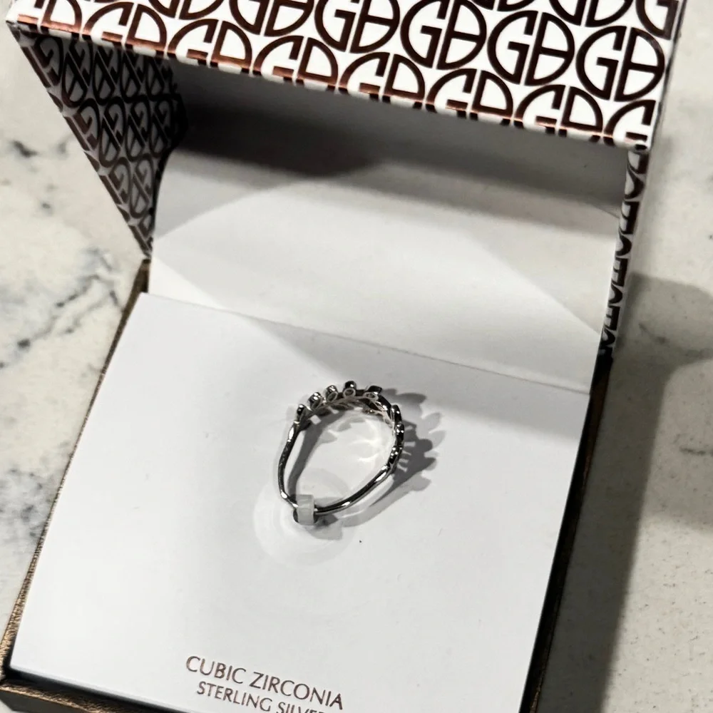 Giani Bernini Cubic Zirconia Vine Ring in Sterling  Silver Leaf Design Ring 9